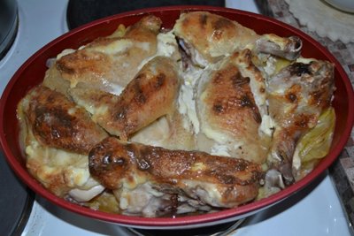 Мясо курицы с картошкой в духовке – рецепт с фото